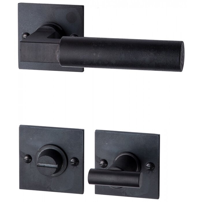 HALCO HALCÖ door handles ZERMATT on a square rosette - visible screwing - Black steel