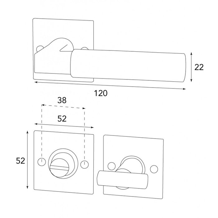 HALCO HALCÖ door handles ZERMATT on a square rosette - visible screwing - Black steel