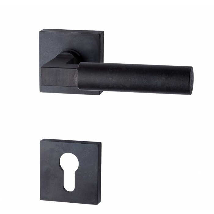HALCO HALCÖ door handles ZERMATT on square spring rosettes - concealed - Black steel
