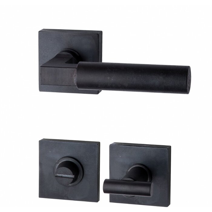 HALCO HALCÖ door handles ZERMATT on square spring rosettes - concealed - Black steel