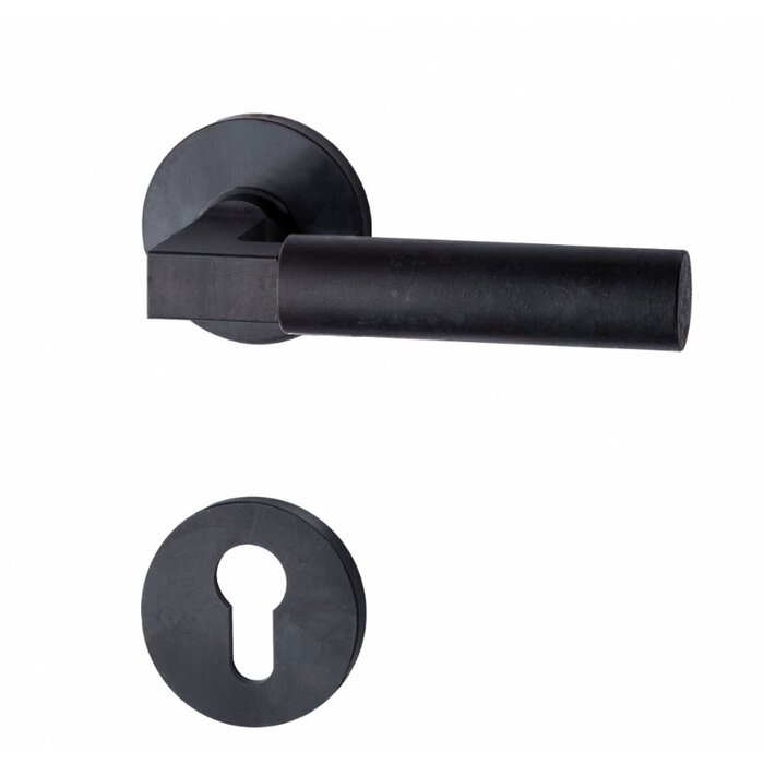 HALCO HALCÖ door handles ZERMATT on round spring rosettes - concealed - Black steel