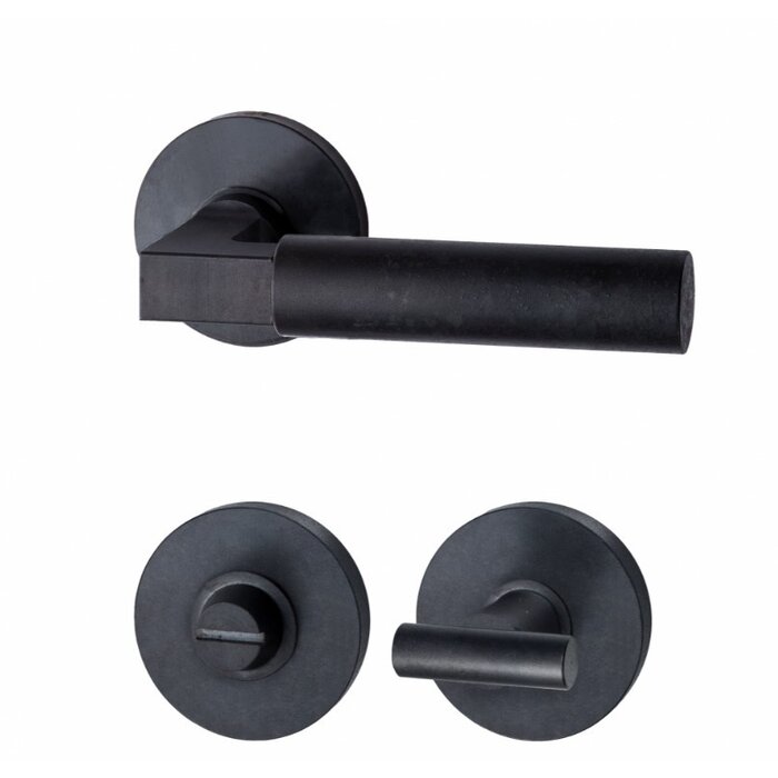 HALCO HALCÖ door handles ZERMATT on round spring rosettes - concealed - Black steel
