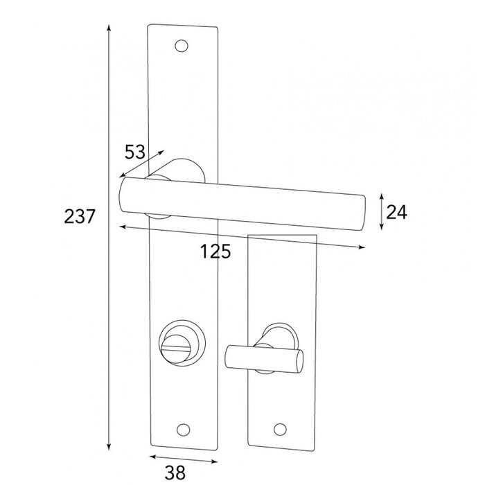 HALCO HALCÖ door handles FÜGEN on plate - visible screwing - Black steel
