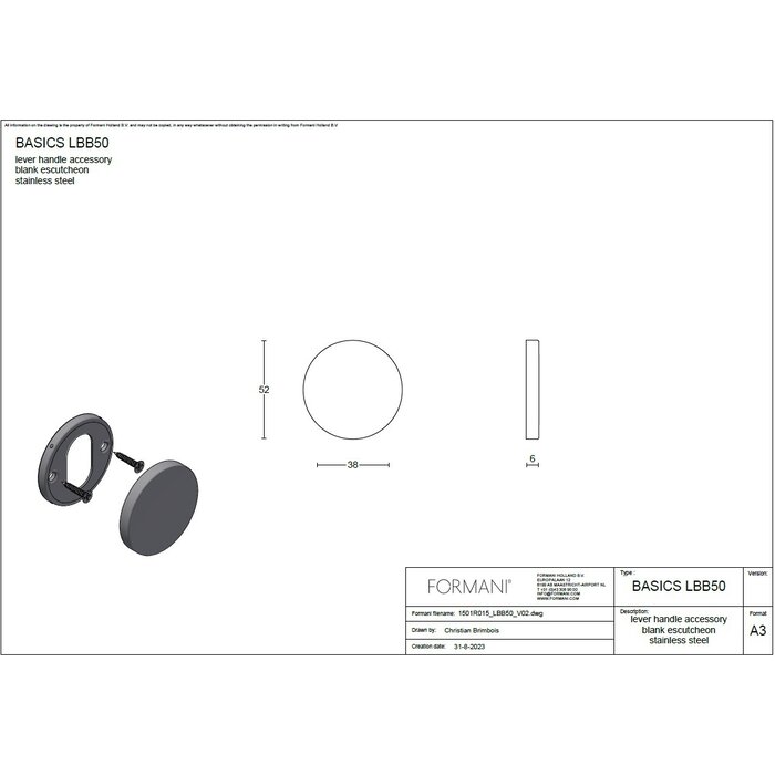 Formani Plaques denses Basics LBB50 6 mm - PVD bronze clair