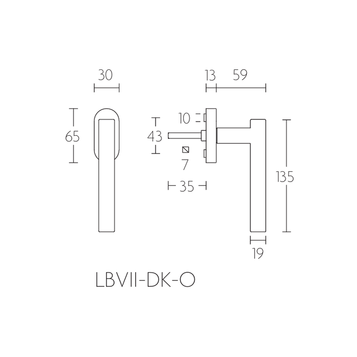 Formani Formani window handle LB7-DK-O tilt and turn not lockable - PVD light bronze