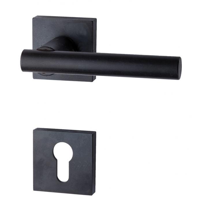 HALCO HALCÖ door handles FÜGEN on square spring rosettes - concealed - Black steel