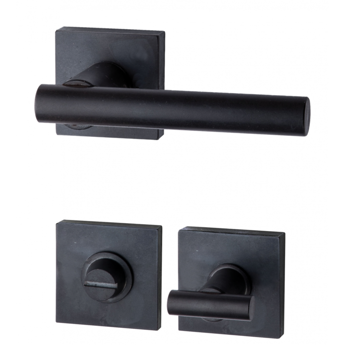 HALCO HALCÖ door handles FÜGEN on square spring rosettes - concealed - Black steel