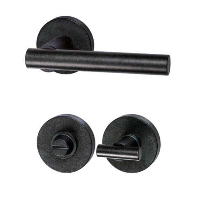 HALCO HALCÖ door handles FÜGEN on round spring rosettes - concealed - Black steel