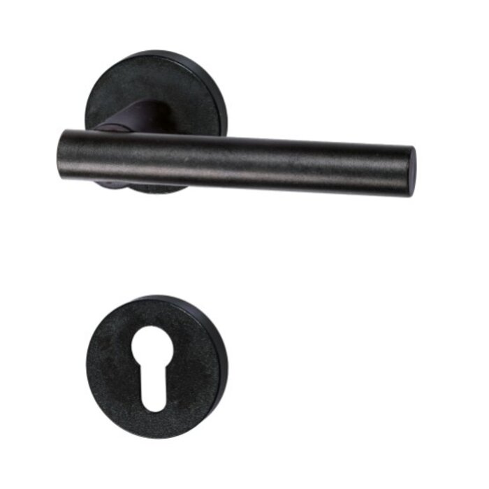 HALCO HALCÖ door handles FÜGEN on round spring rosettes - concealed - Black steel