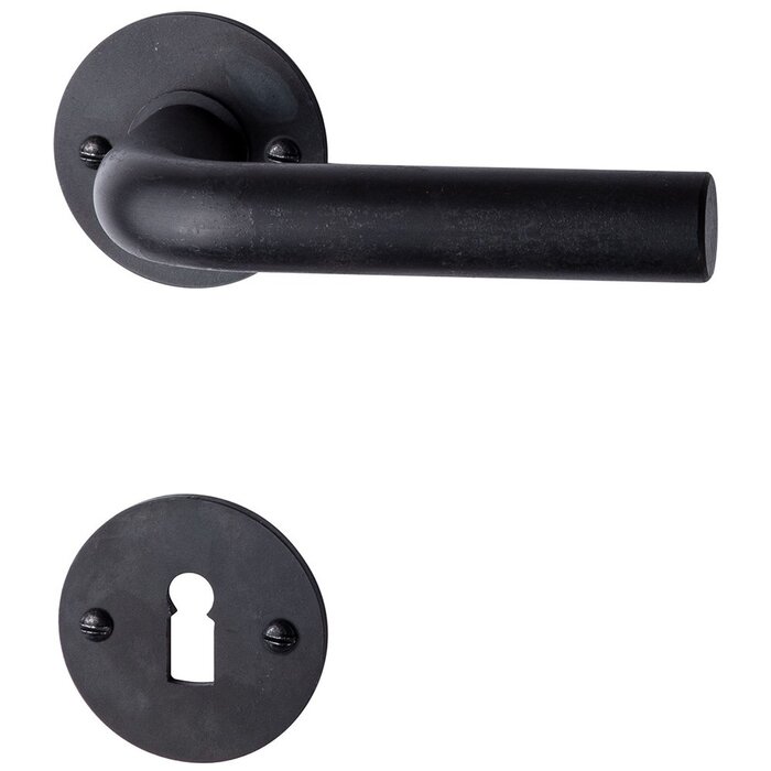 HALCO HALCÖ door handles SÖLDEN on a round rosette - visibly screwed - Black steel