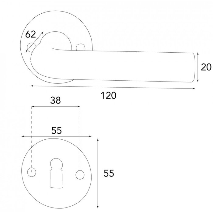 HALCO HALCÖ door handles SÖLDEN on a round rosette - visibly screwed - Black steel