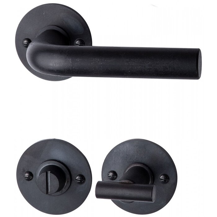 HALCO Poignées de porte HALCÖ SÖLDEN sur rosace ronde - vissées visiblement - Acier noir