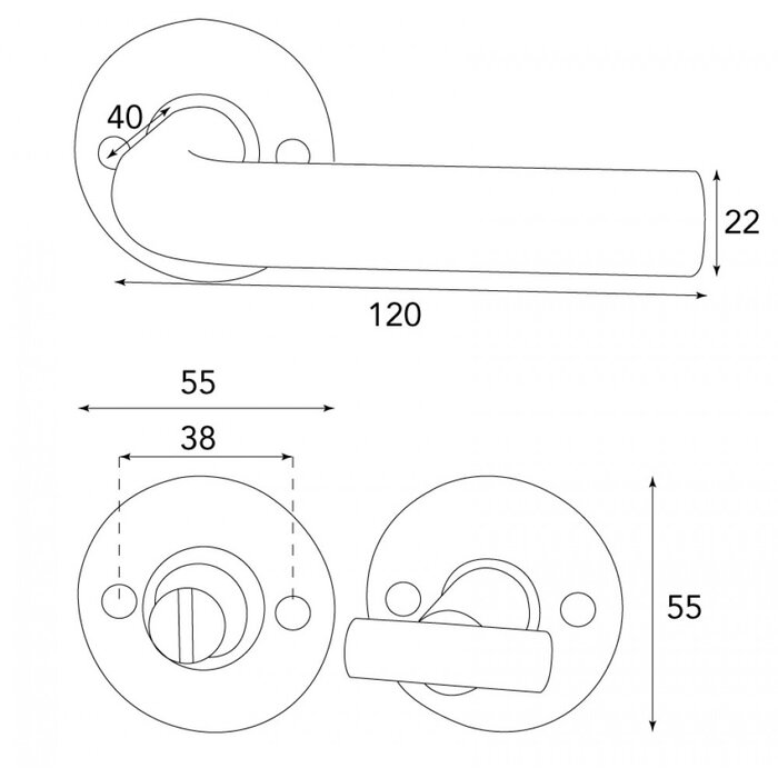 HALCO HALCÖ door handles SÖLDEN on a round rosette - visibly screwed - Black steel