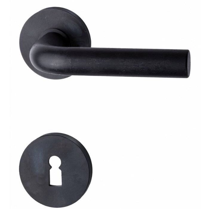 HALCO HALCÖ door handles SÖLDEN on round spring rosettes - concealed - Black steel