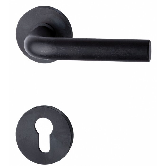 HALCO HALCÖ door handles SÖLDEN on round spring rosettes - concealed - Black steel