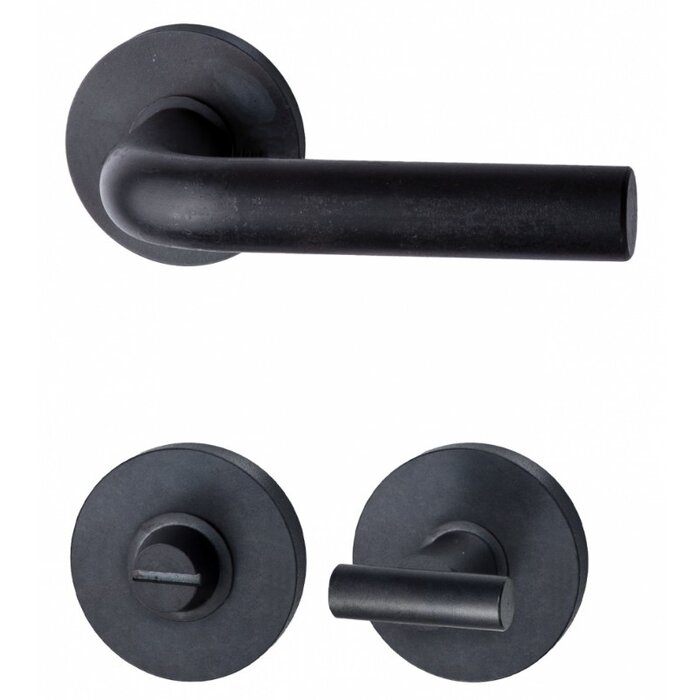 HALCO HALCÖ door handles SÖLDEN on round spring rosettes - concealed - Black steel