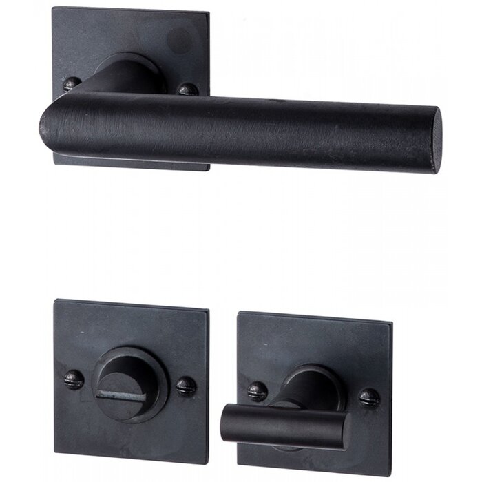 HALCO HALCÖ door handles DAVOS on a square rosette - visible screwing - Black steel