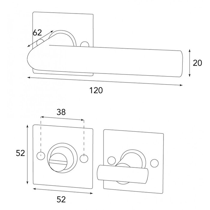 HALCO HALCÖ door handles DAVOS on a square rosette - visible screwing - Black steel