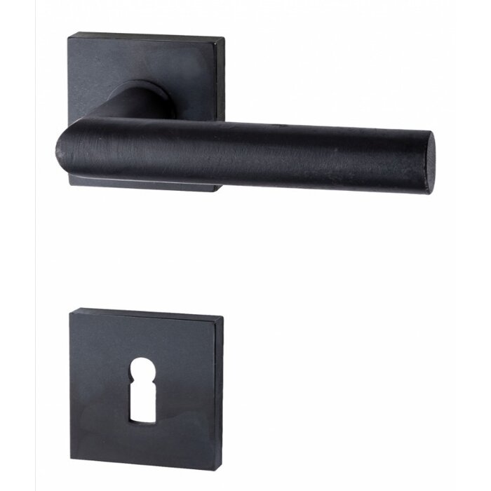 HALCO HALCÖ door handles DAVOS on square spring rosettes - concealed - Black steel