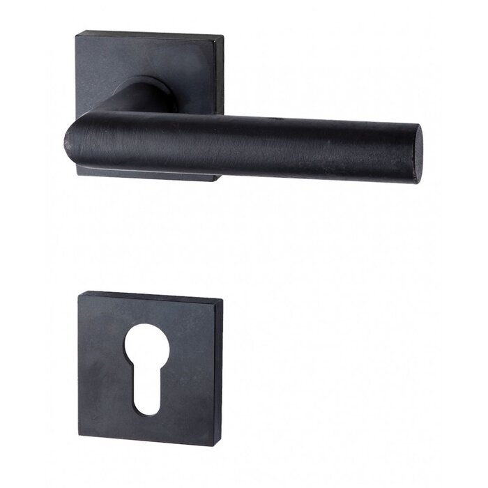 HALCO HALCÖ door handles DAVOS on square spring rosettes - concealed - Black steel