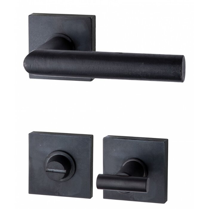 HALCO HALCÖ door handles DAVOS on square spring rosettes - concealed - Black steel