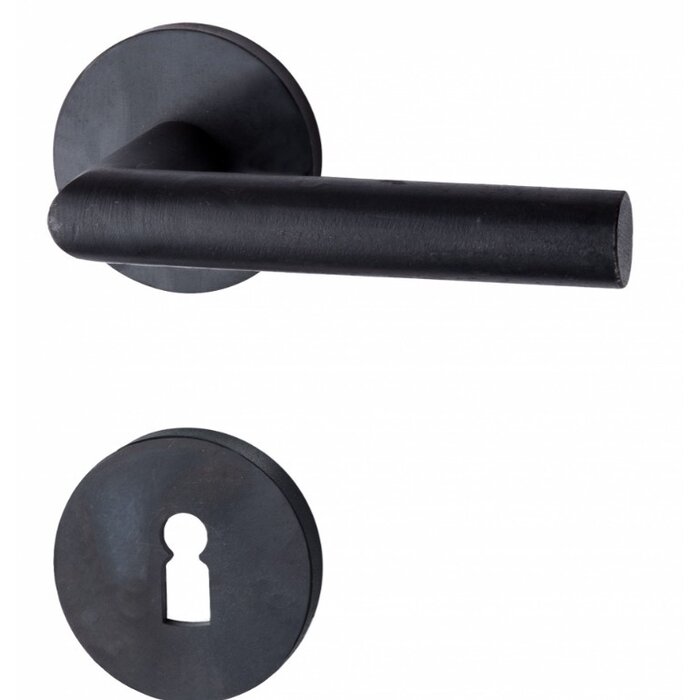HALCO HALCÖ door handles DAVOS on round spring rosettes - concealed - Black steel
