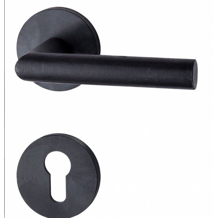 HALCO HALCÖ door handles DAVOS on round spring rosettes - concealed - Black steel