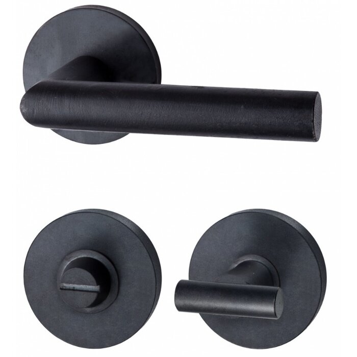 HALCO HALCÖ door handles DAVOS on round spring rosettes - concealed - Black steel