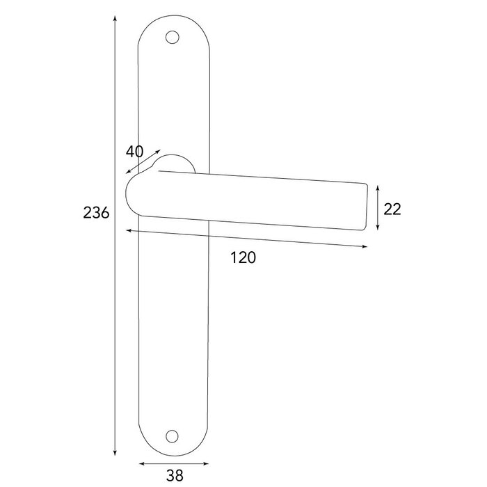 HALCO HALCÖ door handles KITZBÜHEL on oval plate - visible screwed - Black steel