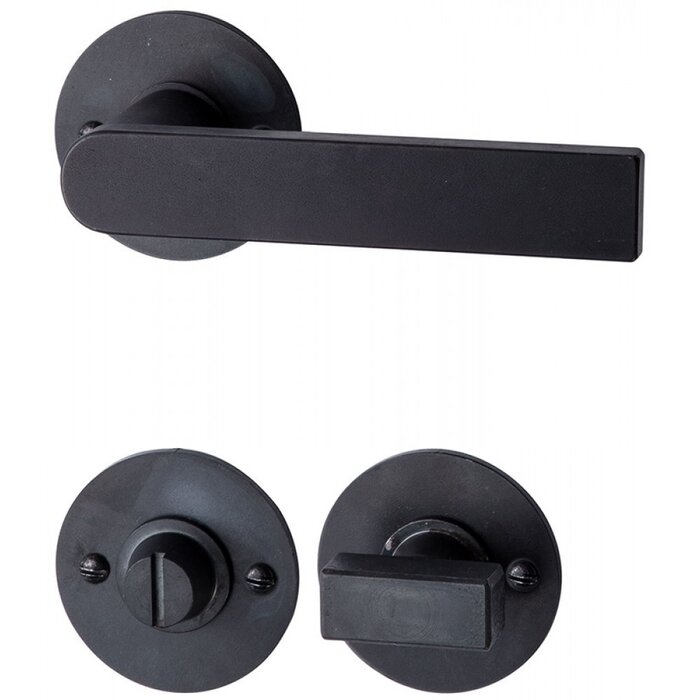 HALCO HALCÖ door handles KITZBÜHEL on a round rosette - visibly screwed - Black steel