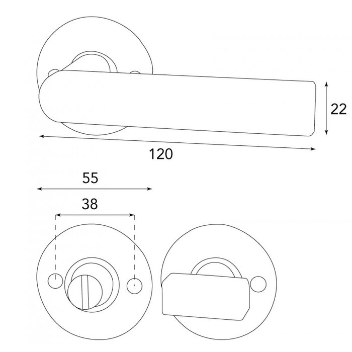 HALCO HALCÖ door handles KITZBÜHEL on a round rosette - visibly screwed - Black steel