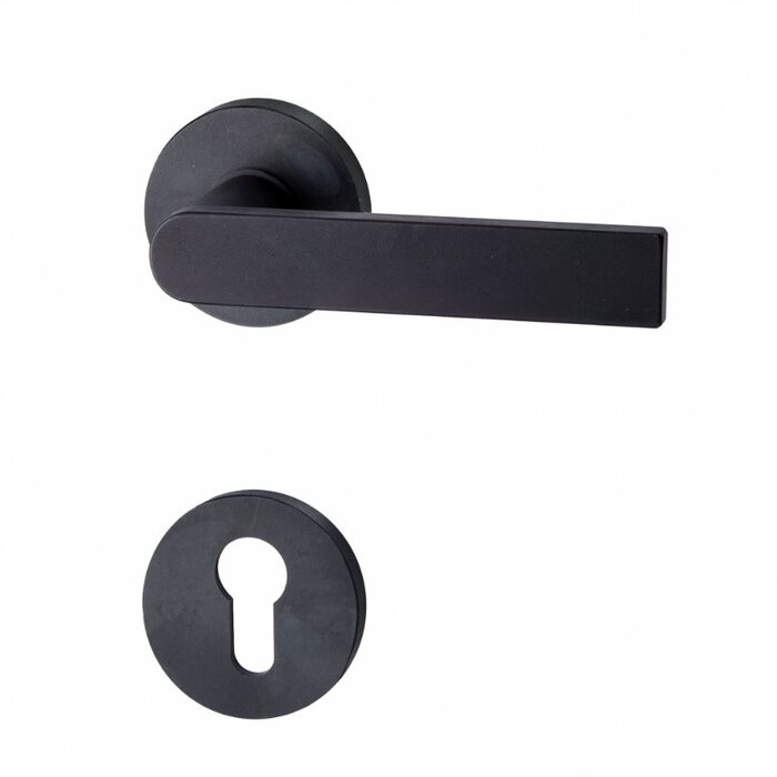 HALCO HALCÖ door handles KITZBÜHEL on round spring rosettes - concealed - Black steel