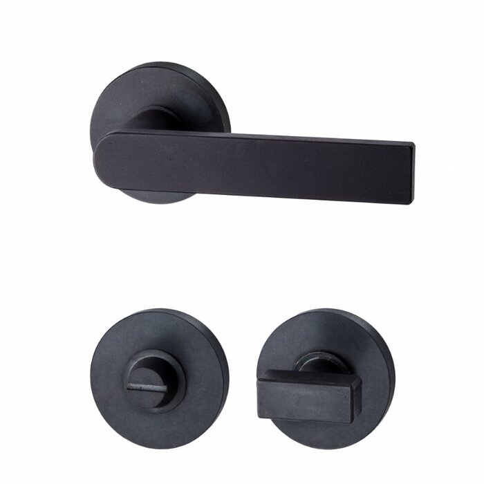 HALCO HALCÖ door handles KITZBÜHEL on round spring rosettes - concealed - Black steel