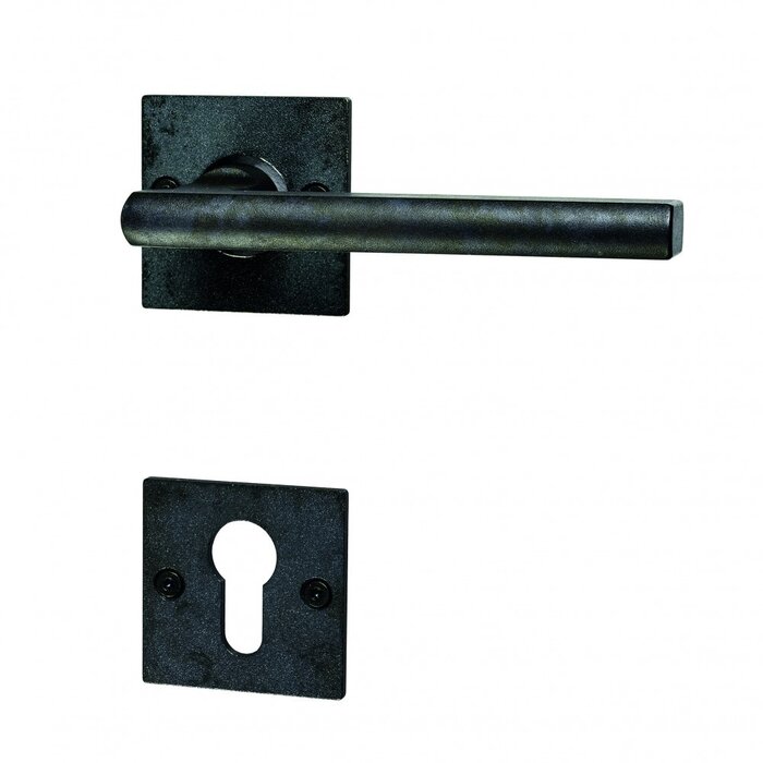 HALCO HALCÖ door handles TUX on a square rosette - visible screwing - Black steel