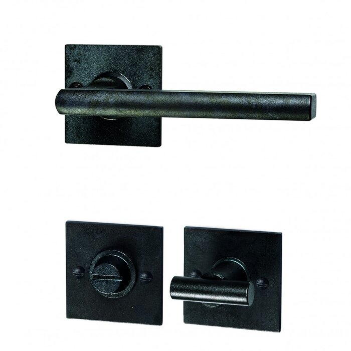 HALCO Poignées de porte HALCÖ TUX sur rosace carrée - vissage apparent - Acier noir