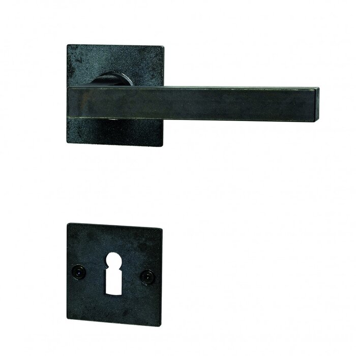 HALCO HALCÖ door handles FISS on a square rosette - visible screwing - Black steel