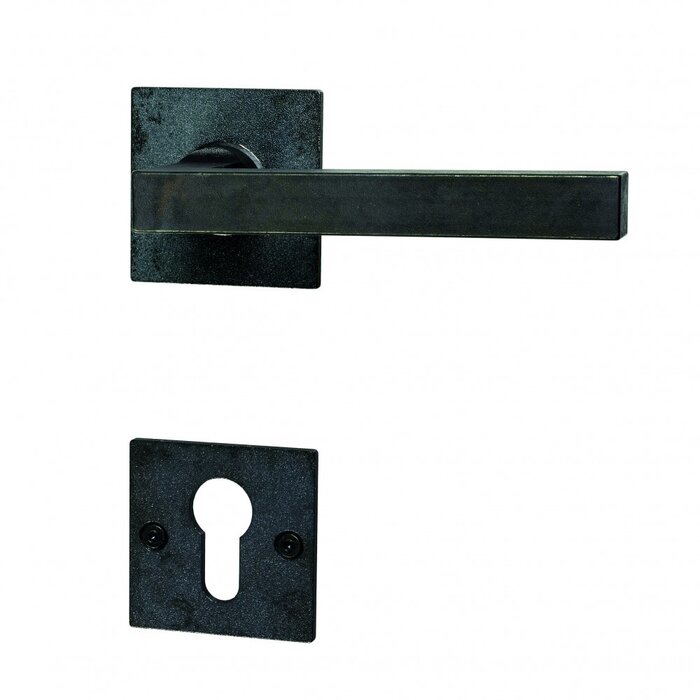 HALCO Poignées de porte HALCÖ FISS sur rosace carrée - vissage apparent - Acier noir