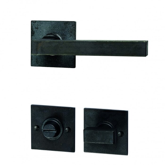 HALCO HALCÖ door handles FISS on a square rosette - visible screwing - Black steel