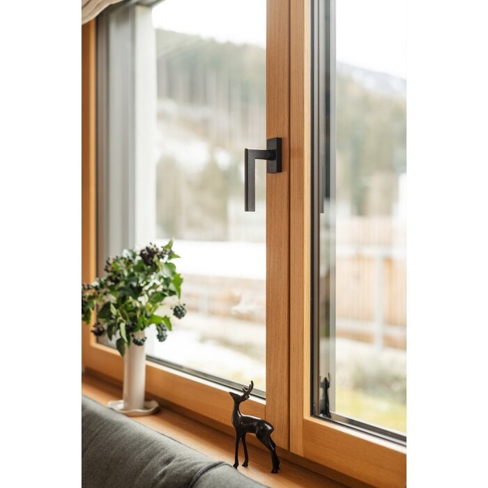 HALCO HALCÖ Window handles turn-tilt collection TUX - L - Rectangular rosette - Black steel