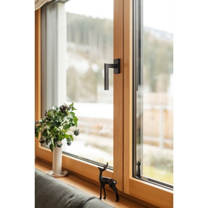 HALCO HALCÖ Fenstergriffe Drehkipp Kollektion FISS - L - Rechteckige Rosette - Schwarzstahl