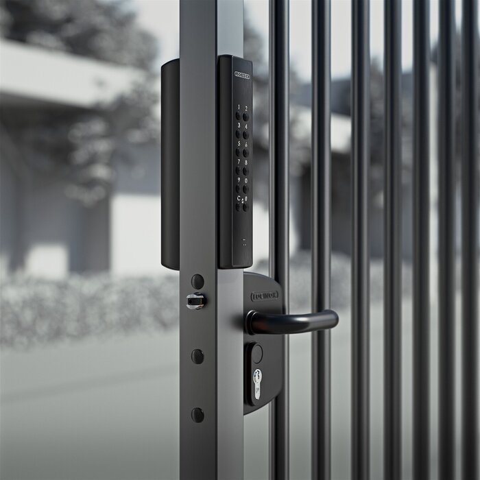LOCINOX Locinox surface-mounted lock VOLTA with external code keypads on batteries for profiles 40-60 mm - Silver