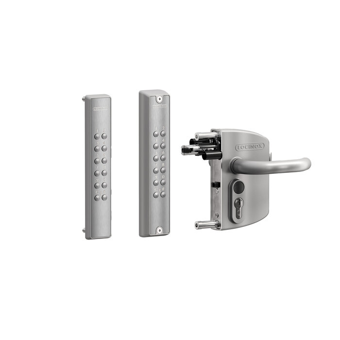 LOCINOX Serrure en applique Locinox VOLTA avec claviers à code externes sur piles pour profils 40-60 mm - Argent