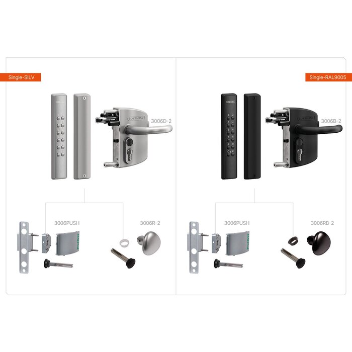 LOCINOX Serrure en applique Locinox VOLTA avec un clavier à code externe sur piles pour profils 60-80 mm - Argent