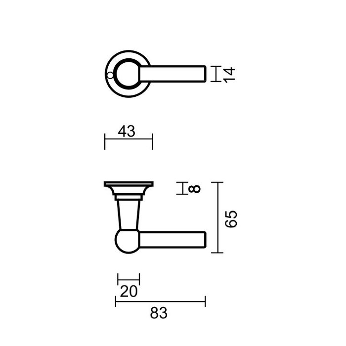 HDD Poignées de porte Petra L+L - or non verni