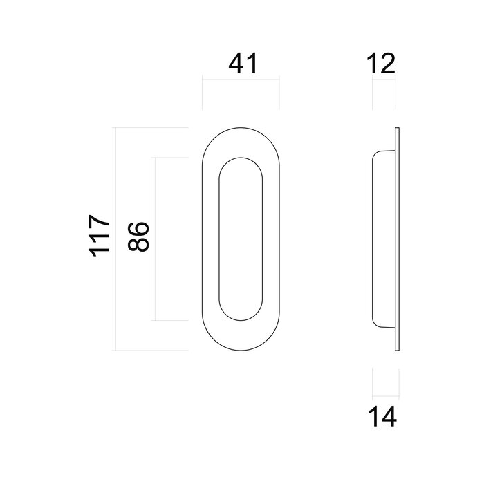HDD Inkapschelp ovaal blind - Zwart