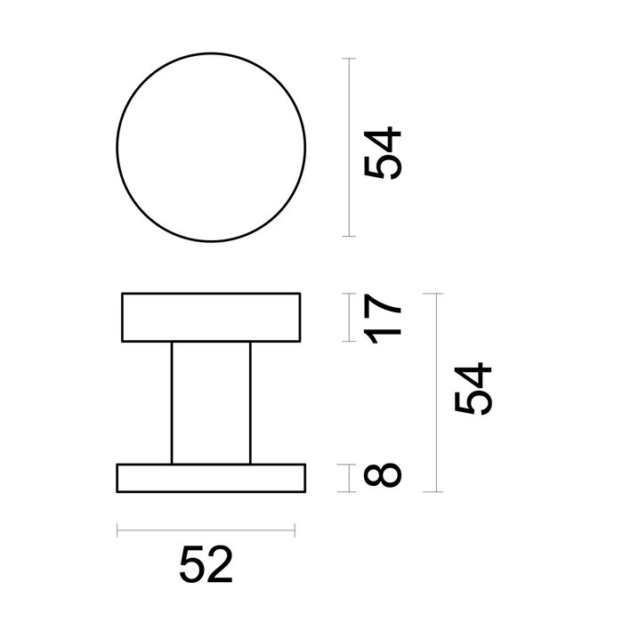HDD Round button top FLAT on rose - fixed - White structure