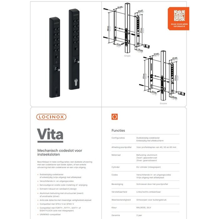 LOCINOX Einseitiges Locinox Codeschloss VITA für mechanische Einsteckschlösser VITA-VSZ-1- Silber