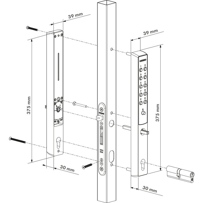 LOCINOX Serrure à code simple face Locinox VITA pour serrures à mortaiser mécaniques VITA-VSZ-1- Argent