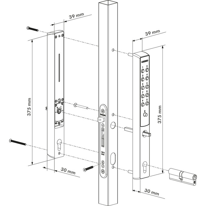 LOCINOX Serrure à code double face Locinox VITA pour serrures mécaniques à mortaiser VITA-VSZ-2- Noir
