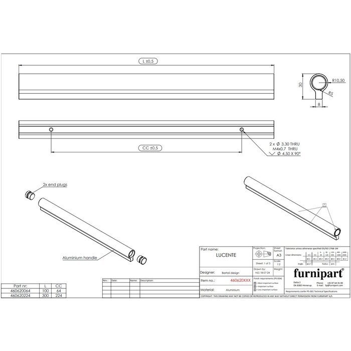 Furnipart Poignées de meubles Furnipart LUCENTE - Bronze mat
